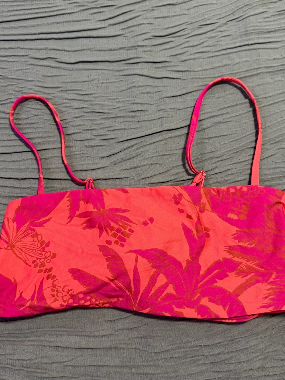 Volcom Pink and Coral Tropical Bandeau Bikini Top